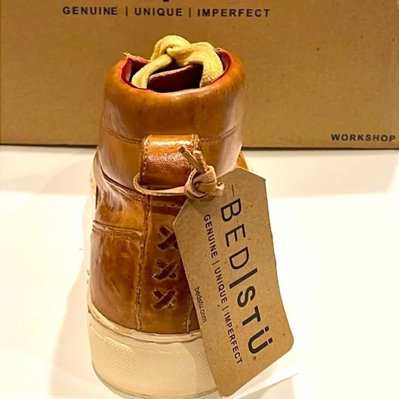 BED STU ROSSELA TAN RUSTIC HIGH TOP LEATHER SNEAKER MADE IN LEON, MEXICO SIZE 9 - Picture 12 of 13